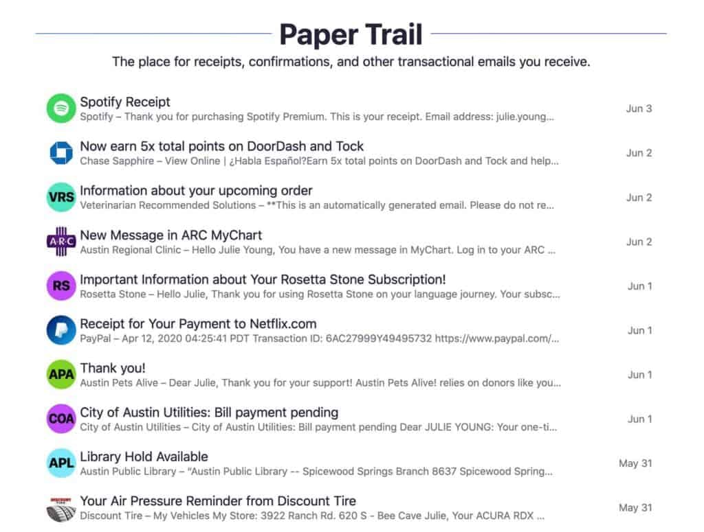 Paper Trail w Hey.com.
